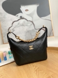 Chanel AS2910 Hobo Handbag Calfskin Black Gold