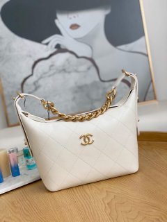 Chanel AS2910 Hobo Handbag Calfskin White Gold