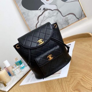 Chanel A88792 Backpack Calfskin Black Gold