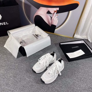 Chanel Men Women’s Sneaker Shoes G38750 White and Grey Calfskin