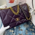 Chanel 19 Maxi Handbag Lambskin Gold AS1162 Dark Purple