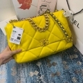 Chanel 19 Maxi Handbag Lambskin Gold AS1162 Yellow