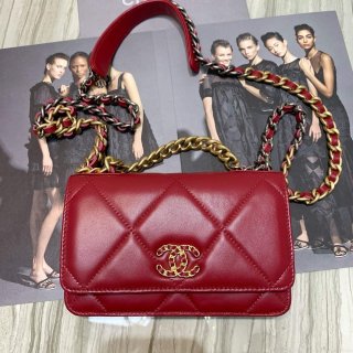 Chanel A86092 WOC Chain Wallet Bag Lambskin Wine Red