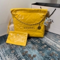 Chanel AS3260 22 Small Handbag Shiny Calfskin Yellow Gold