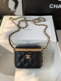 Chanel AP2717 Small Vanity With Chain Lambskin Gold Black