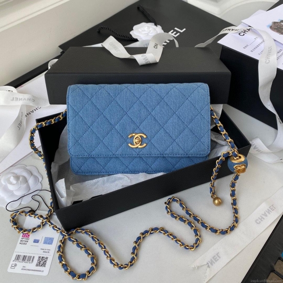 Chanel AP1450 Wallet on Chain Lambskin A33814 Blue