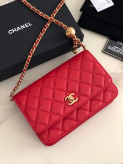 Chanel AP1450 Wallet on Chain Lambskin A33814 Red