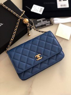 Chanel AP1450 Wallet on Chain Lambskin A33814 Navy Blue