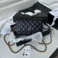 Chanel AP0250 Wallet on Chain Grained Calfskin A33814 Black Gold