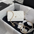 Chanel AP0250 Wallet on Chain Grained Calfskin A33814 White