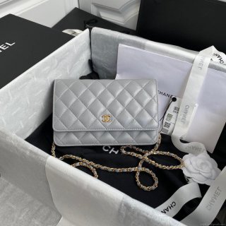 Chanel AP0250 Wallet on Chain Lambskin A33814 Gray