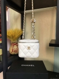 Chanel AP1447 small Vanity with chain lambskin gold White