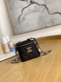 Chanel A81193 Mini Vanity with chain Calfskin Sliver Balck