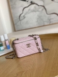 Chanel A81194 Vanity with chain Calfskin Sliver Pink