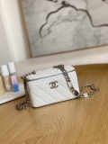 Chanel A81194 Vanity with chain Calfskin Sliver White