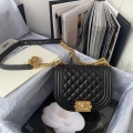 Chanel Small BOY CHANEL Messenger Bag AS3350 Lambskin Black