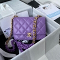 Chanel Small Flap Bag Lambskin Gold-Tone Metal AS3206 Purple