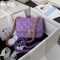 Chanel Mini Flap Bag Lambskin Gold-Tone Metal AS3205 Purple