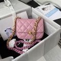 Chanel Mini Flap Bag Lambskin Gold-Tone Metal AS3205 Pink