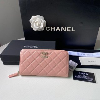 Chanel Flap Wallet Grained shiny calfskin AP2739 pink