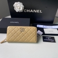 Chanel Flap Wallet Grained shiny calfskin AP2739 apricot