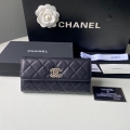 Chanel Long Flap Wallet Grained shiny calfskin AP2740 Black