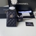 Chanel Phone Airpods Pro Case with Chain Grained Shiny AP2740 black