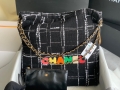 Chanel 22 Large Handbag Clothes Gold-Tone Metal AS3262 Black