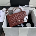 Chanel A01112 Flap Handbag Classic bag Grained shiny Calfskin Wine Red