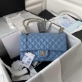 Chanel A01112 Flap Handbag Classic Bag Lambskin Sky Blue Gold