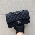 Chanel A69900 Mini Flap Bag Grained Calfskin Navy Blue Silver