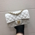 Chanel A69900 Mini Flap Bag Grained Calfskin White Gold