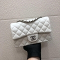 Chanel A69900 Mini Flap Bag Grained Calfskin White Silver