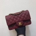 Chanel A69900 Mini Flap Bag Grained Calfskin Wine Red Gold