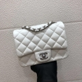 Chanel A35200 Mini Flap Bag 17cm Grained Calfskin Whiet Silver