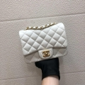 Chanel A35200 Mini Flap Bag 17cm Grained Calfskin Whiet Gold