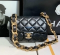 Chanel AS3214 Small Flap Bag Lambskin Gold-Tone Metal Black