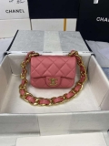 Chanel Mini Flap Bag Lambskin Gold-Tone Metal AS3213 Pink