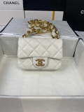 Chanel Mini Flap Bag Lambskin Gold-Tone Metal AS3213 White