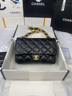 Chanel AS3215 Large Flap Bag Lambskin Gold-Tone Metal Black