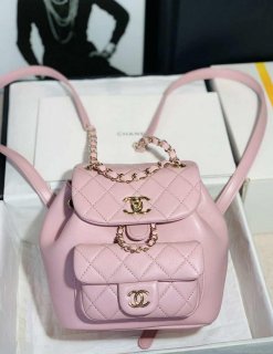 Chanel Backpack Duma Pink Lambskin CC AS2908 Gold