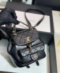 Chanel Backpack Duma Black Lambskin CC AS2908 Gold