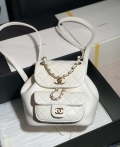 Chanel Backpack Duma White Lambskin CC AS2908 Gold