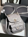 Chanel Backpack Duma Gray Lambskin CC AS2908 Gold