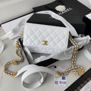 Chanel AP2840 Small Flap Bags Calfskin White