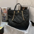 Chanel AS3128 Maxi Shopping Bag Calfskin In Black