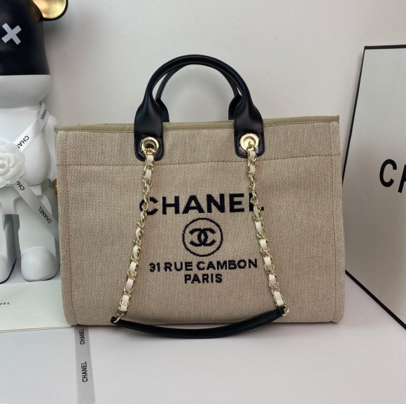 Chanel A66941 Large Shopping Bag A93786 Clothing beige with black