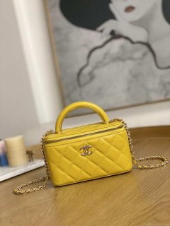 Chanel A81208 Vanity with Chain Lambskin Gold Yellow