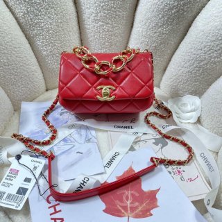 Chanel AS3365 Mini Flap Bag 17cm Lambskin Red