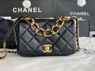 Chanel AS3366 Flap Bag 20cm Lambskin Black